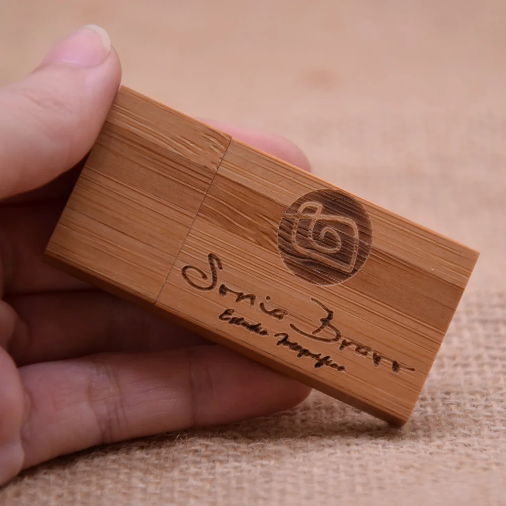 Бамбуковый USB флеш накопитель 2 0 из орехового дерева 4 ГБ 8 16 Гравировальный
