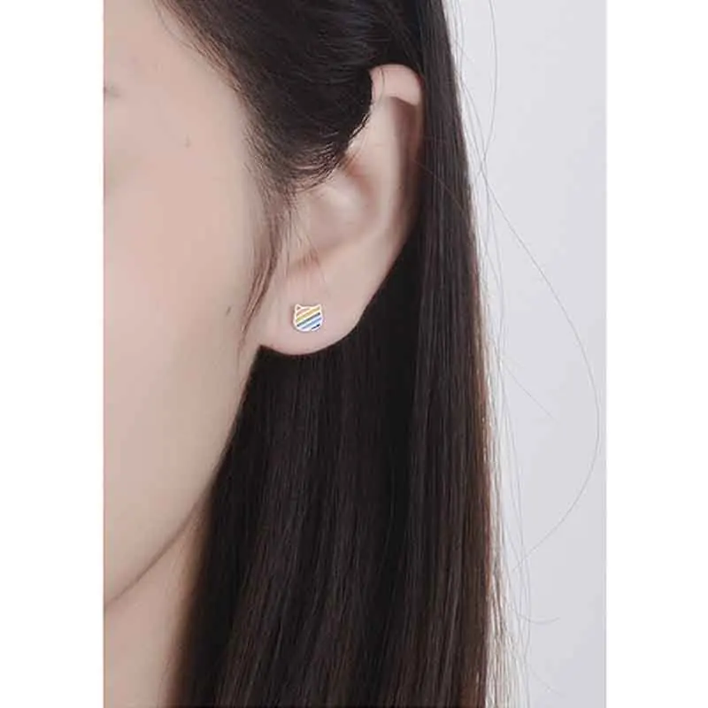 

XIYANIKE 925 Sterling Silver Korean Style Cute Cat Multicolour Stud Earrings For Woman New Fashion Creative Teenage Jewelry