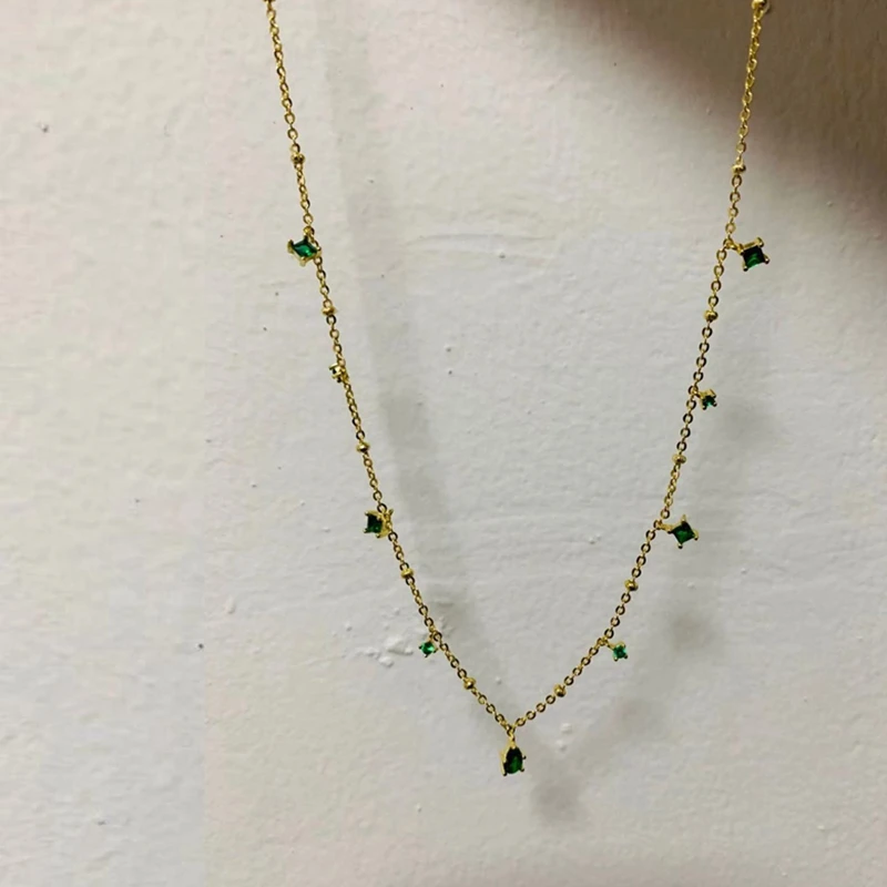 

Silvology 925 стерлингового серебра белого и зеленого цвета ожерелье из циркона ожерелье для женщин элегантные Мори Стиль роскошное ожерелье Ден...