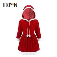 kids dresses for girls long sleeve hooded dress new year costume princess dress kids christmas elves clothes outfits winter 2020