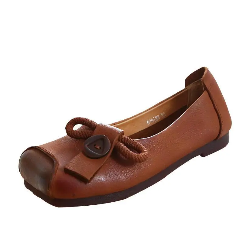 

2021 Autumn Low Heels,Women Leather Shoes,Square toe,Comfortable Mum's Shoe,Female Footware,Brown,Black,Coffee,Droppshipping