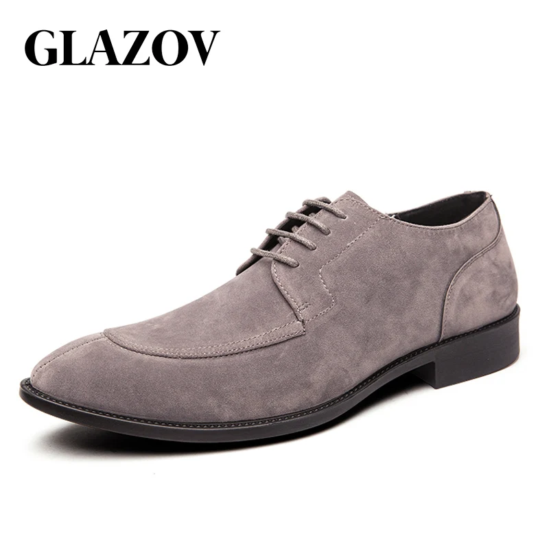 

GLAZOV High Quality Men Flats Casual Pointy Lace-up Dress Shoes Lightweight Office Business Wedding Male Loafers Big Size 38-48