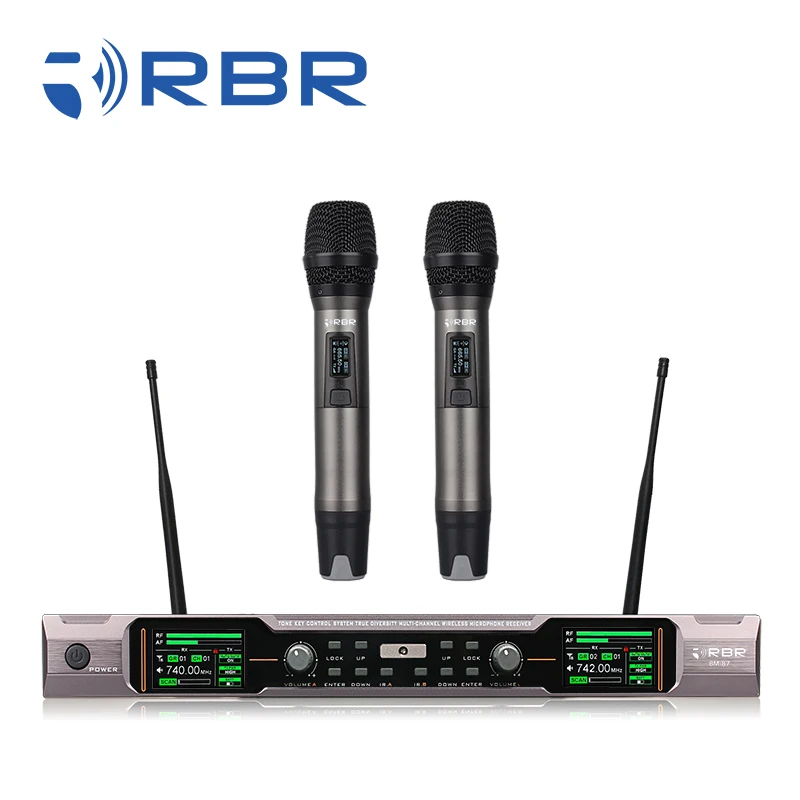 

New design bm87 uhf professional wireless microphone with stage