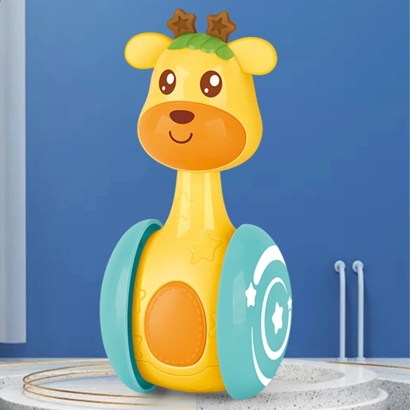 

Sliding Deer Baby Tumbler Rattle Learning Education Toys Newborn Teether Infant Hand Bell Mobile Squeaky Roly-Poly Toy