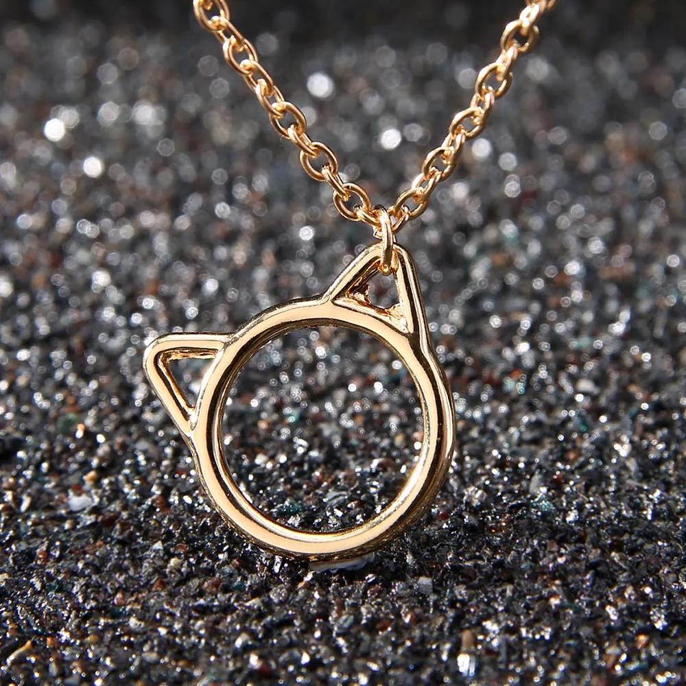 Модные Простые подвески в виде кошачьих ушей металлическая длинная цепочка