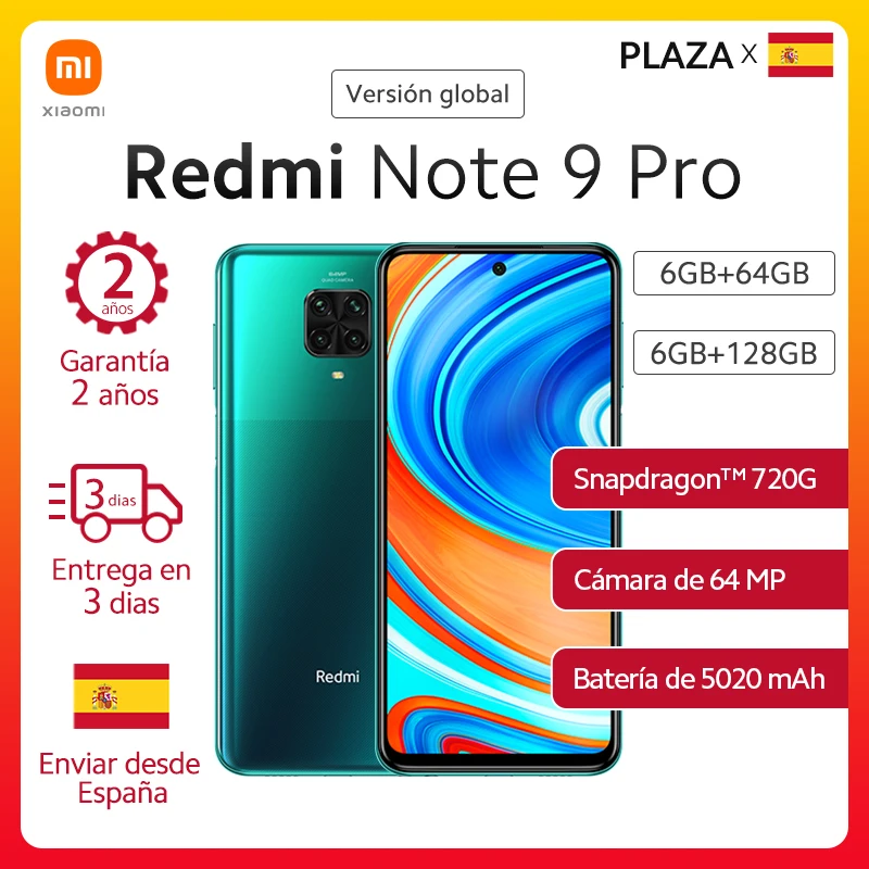 Глобальная версия Xiaomi Redmi Примечание 9Pro 64GB 128GB Смартфон Snapdragon 720G 64MP AI Quad камеры 5020