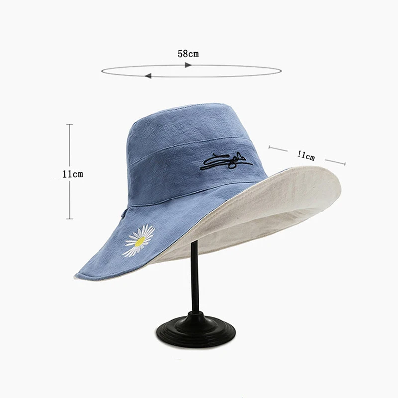 Панама женская рыболовная двусторонняя с широкими полями и вышивкой | Аксессуары