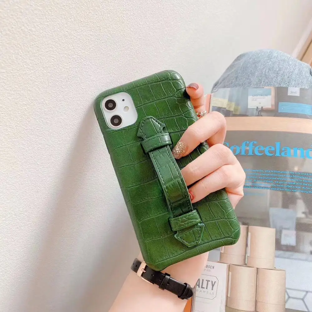 

Fashion High-end Business Green crocodile Wristband Bracket Case for iphone 12 Pro max 12 Pro 12 11 Pro Max 11 Pro 11 XS Max XR