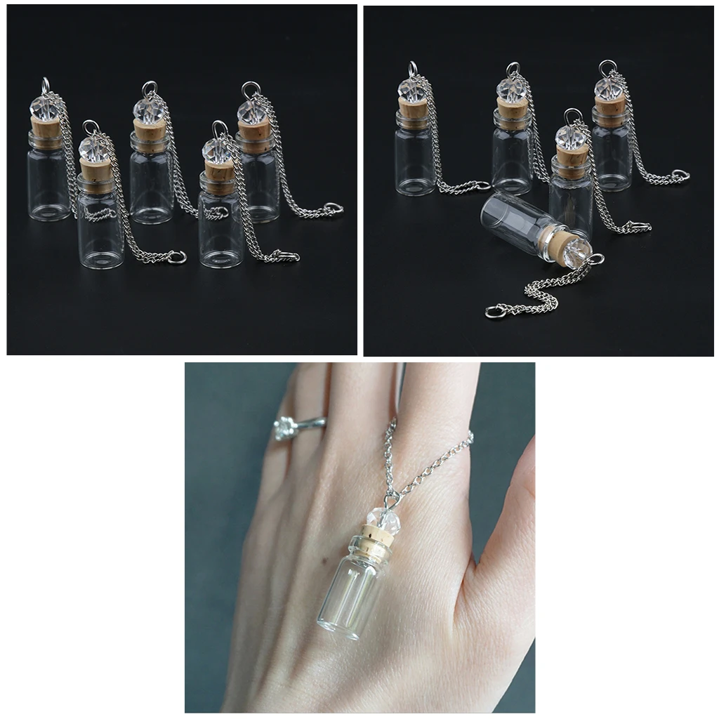 10 шт. стеклянная бутылка с ожерелье из пробки подвеска флакончик DIY украшения 1 мл