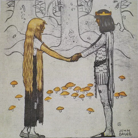 

Zakka cotton and linen fabric hand printed canvas dining mat mouse pad decoration painting Prince and Cinderella