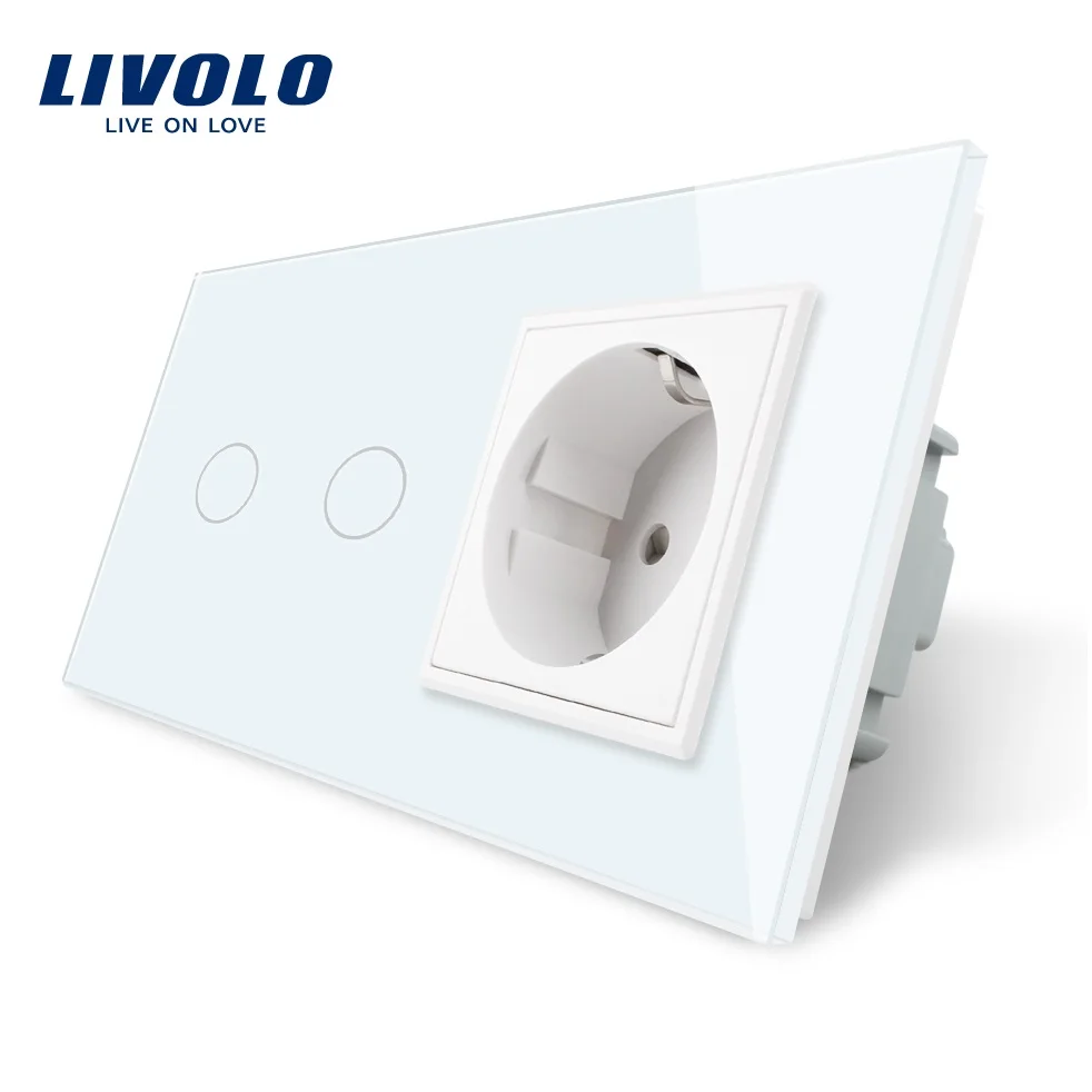 Livolo 16A ЕС стандартный настенный Мощность розетка белый с украшением в виде