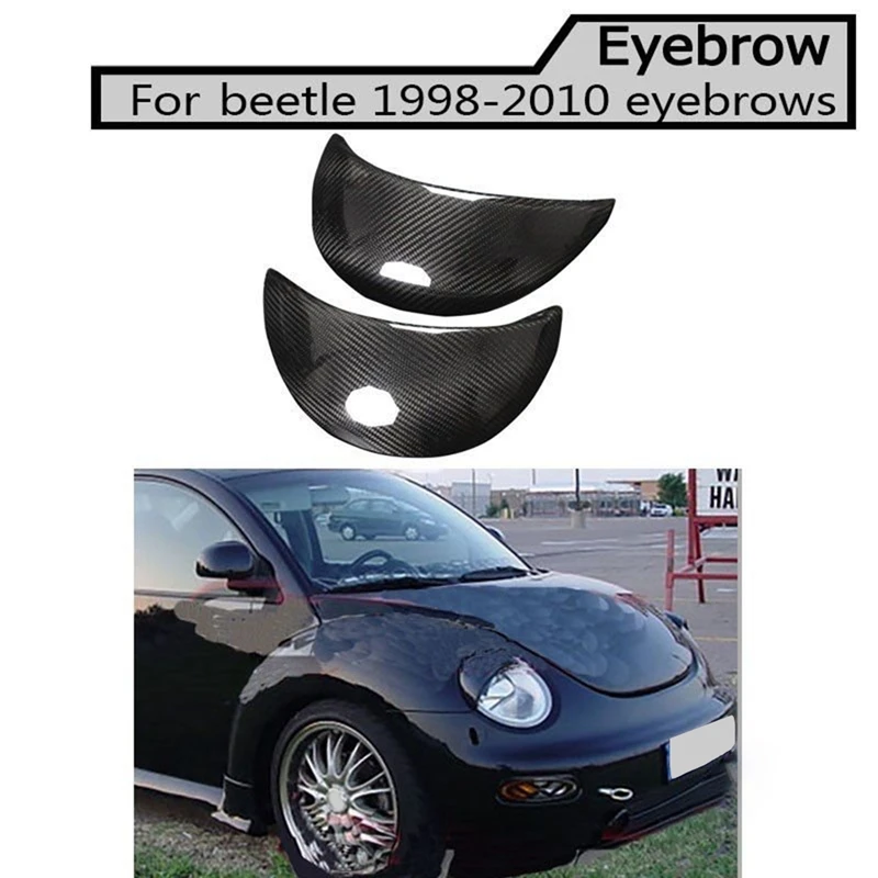 

NEW-Real Carbon Fiber Front Headlight Eyelids Eyelashs Covers for -Beetle 1995-2011 Head Light Eyebrows Trim