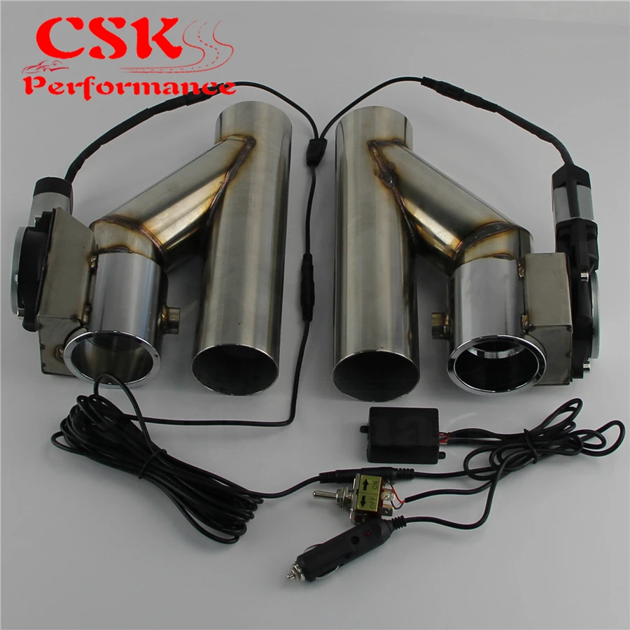 3" 76mm Dual Electric Exhaust Cutout Cutoff Downpipe Dump Bypass Valve Kit Wireless Controller / Switch Control | Автомобили и