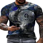 Мужская футболка с круглым вырезом, повседневный приталенный пуловер с короткими рукавами и цифровой печатью, в европейском стиле, лето 2021
