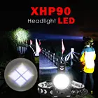 Светодиодный налобный фонарь XHP90, водонепроницаемый фонарь с 3 режимами, USB-зарядка, телескопический зум-фонарь с дисплеем мощности