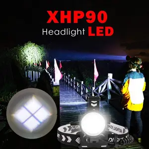 Светодиодный налобный фонарь XHP90, водонепроницаемый фонарь с 3 режимами, USB-зарядка, телескопический зум-фонарь с дисплеем мощности