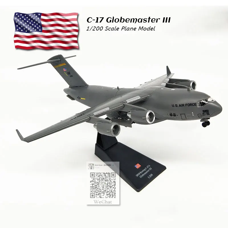 Амер 1/200 весы США C-17 Globemaster III Военный транспортный самолет литой металлический