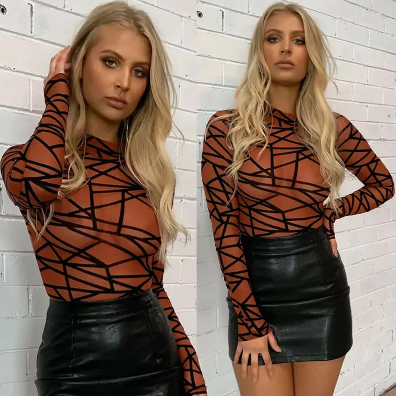 Модная блузка Женские повседневные топы и блузки боди облегающая Тонкая в