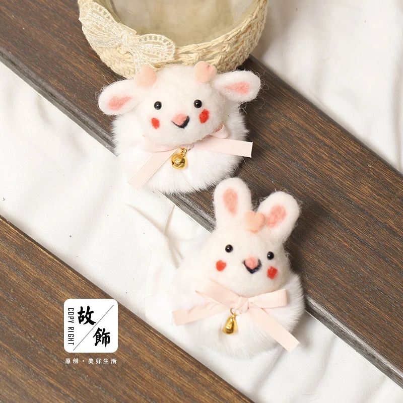 

Soft Girl Cute Plush Rabbit Sheep Headwear Hairpin Cartoon Lolita Anime Cosplay Bunny Kawaii Autumn Winter Side Clip Ornaments