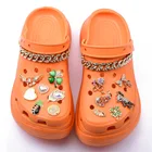 Лидер продаж, 1 шт., подвеска в виде крокса-бабочки для обуви, украшение в виде металлического медведя, блестящие аксессуары для браслета стразы, кошки, кленовый лист