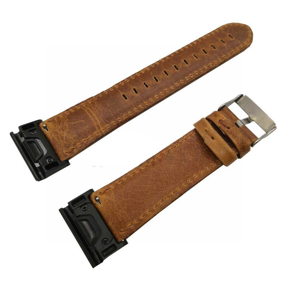 

20mm/26mm Leather Watch Band For Garmin fenix5/fenix5 plus/Approach S60/Forerunner 935/fenix5X plus/fenix3 HR/Descent Mk1 Strap