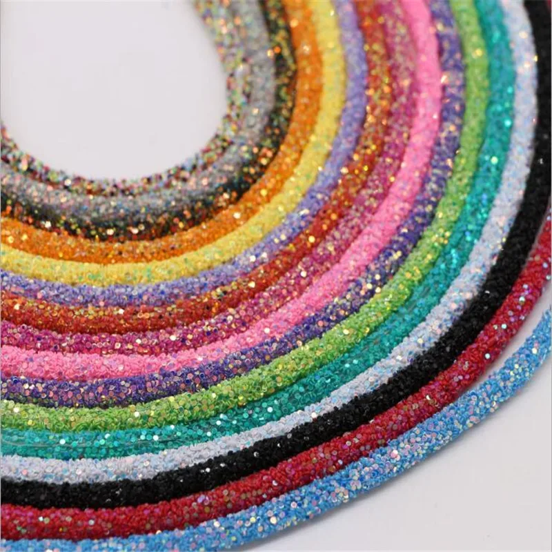 1 ярд разноцветных радужных блесток сверлильные трубки с блестящим порошковым