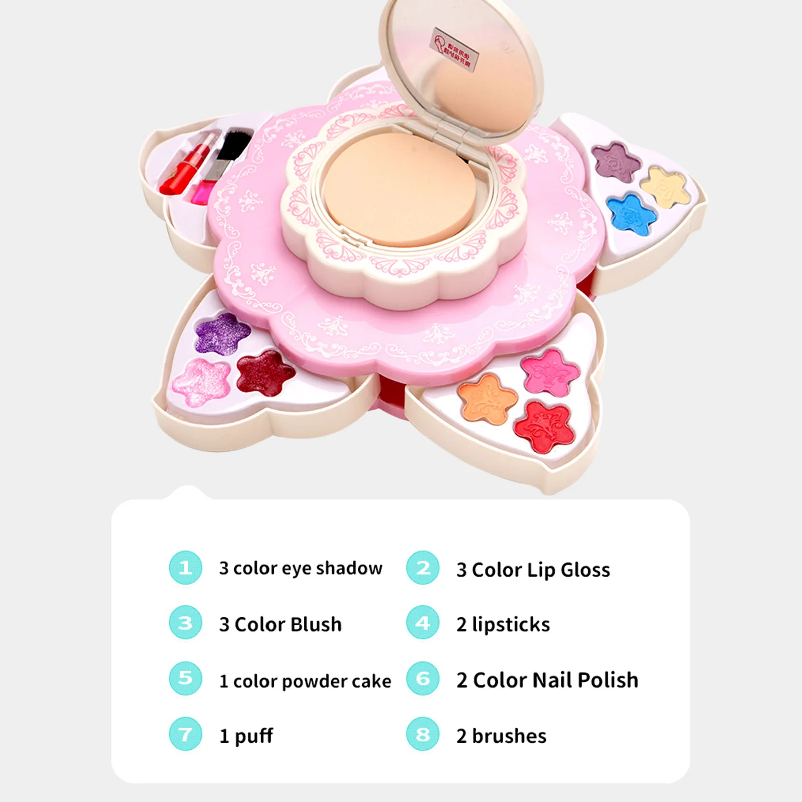 

17PCS Fashion Washable Makeup Toys Flower Shaped Cosmetic Toy Girl Gift Box Kids Make Up Kit For Girls Safe Cosmetics