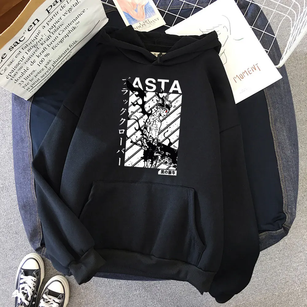 

Asta Box Black Clover Cool Street Harajuku Sweatshirts Hoodie Japan Anime female Loose Round Neck Print Pullover Korean Fashion