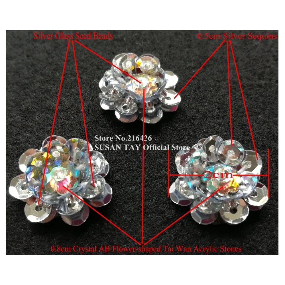 15 шт./лот x Новинка ручной работы сшитое фиолетовое Расшитое бисером 3D цветочное