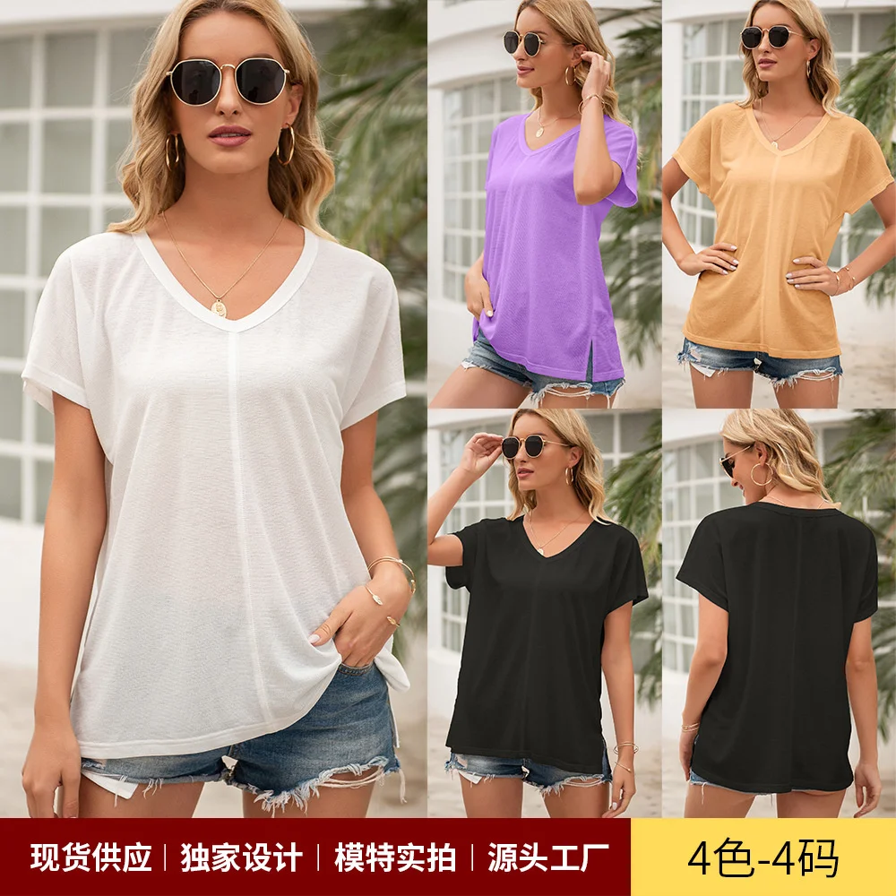 

Women's 2021 spring and summer new short sleeve T-shirt women's casual women's round neck bottomed shirt