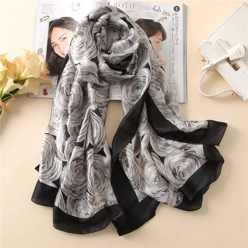 Женский шелковый шарф шаль летний женский Мягкий из 2020 шелка модный