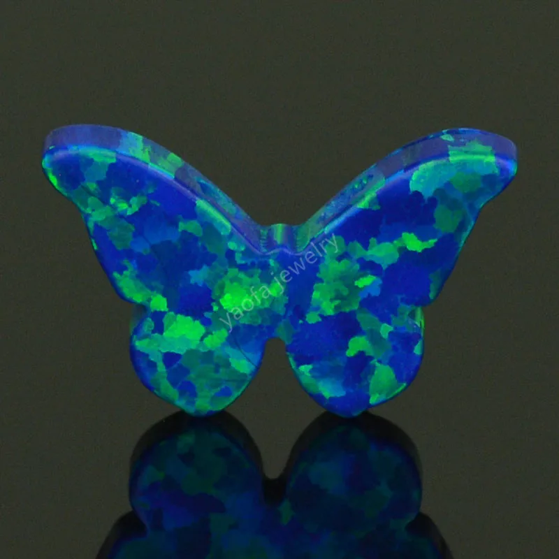 Wholesale price butterfly shape synthetic opal Op27 dark blue fire loose stone for women girl necklace in 78 colors | Украшения и