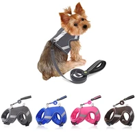reflective pet dog cat harness vest nylon adjustable cat harness leash set for small medium dogs cats chihuahua yorkshire xs l