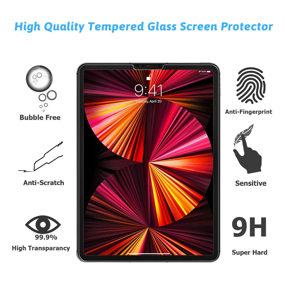 Закаленное стекло твердость 9H для iPad Pro 11 дюймов 2021 защита экрана A2301 A2459 A2460