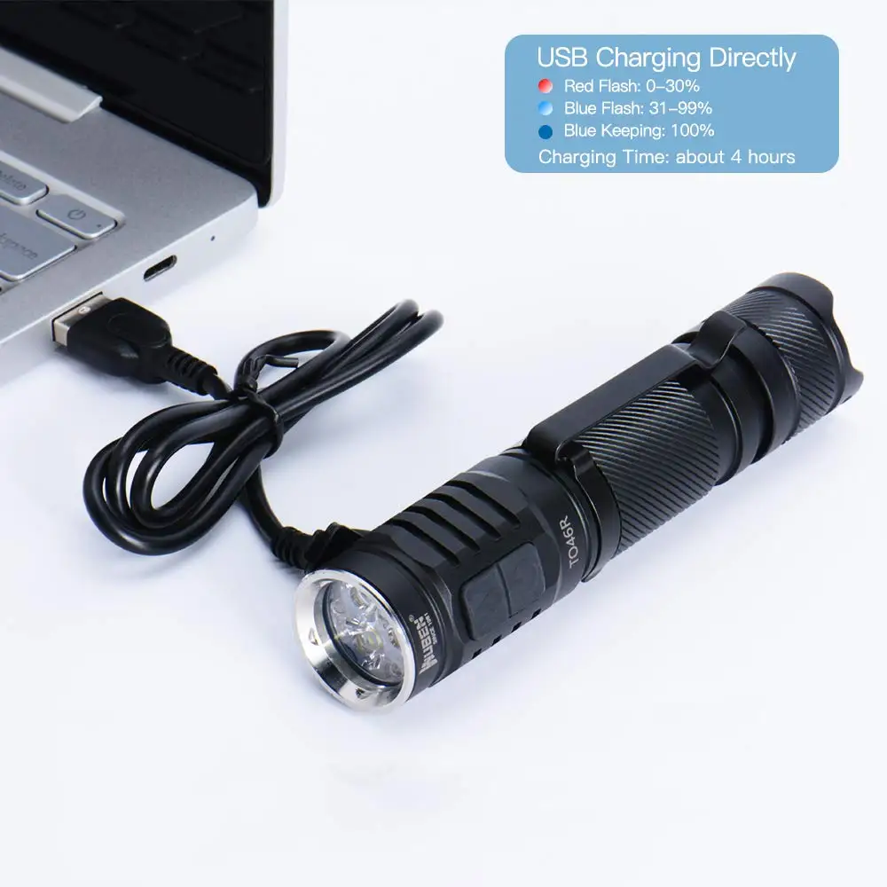 Verkaufen WUBEN LED Leistungsstarke Taschenlampe 1000 Lumen USB Aufladbare LED Taschenlampe CRI 90 NICHIA 219C IP68 Wasserdichte 18650 Batterie Licht TO46R