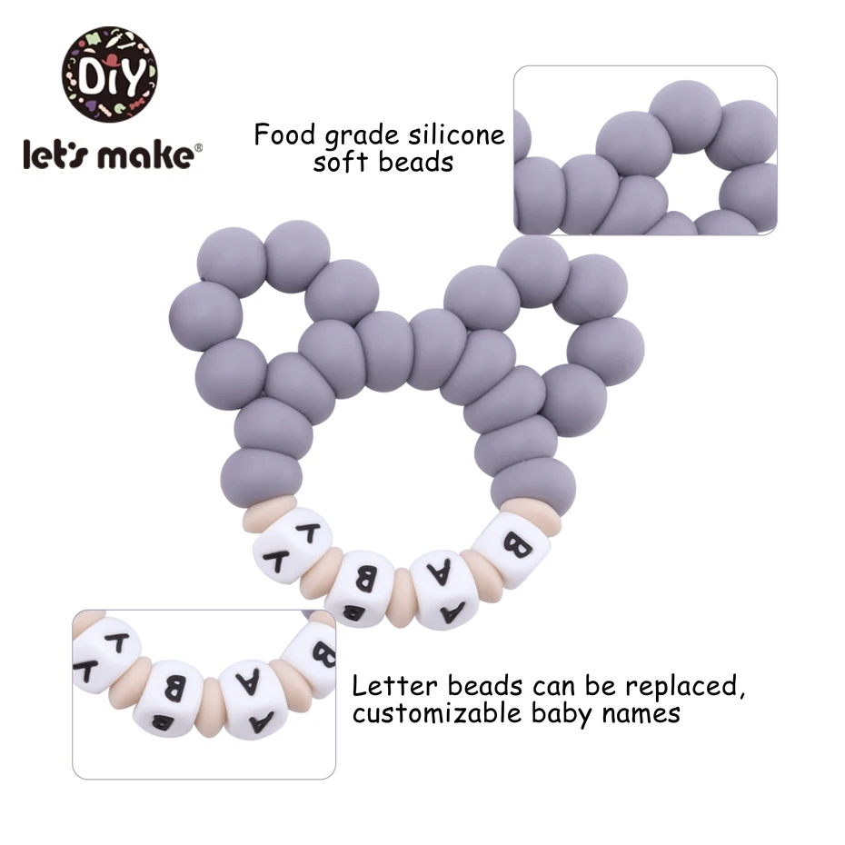 Let'S Make 1Pc Silicone Teether Beads Bracelet Teething Baby Rattle Stroller Bpa Free Toys | Мать и ребенок