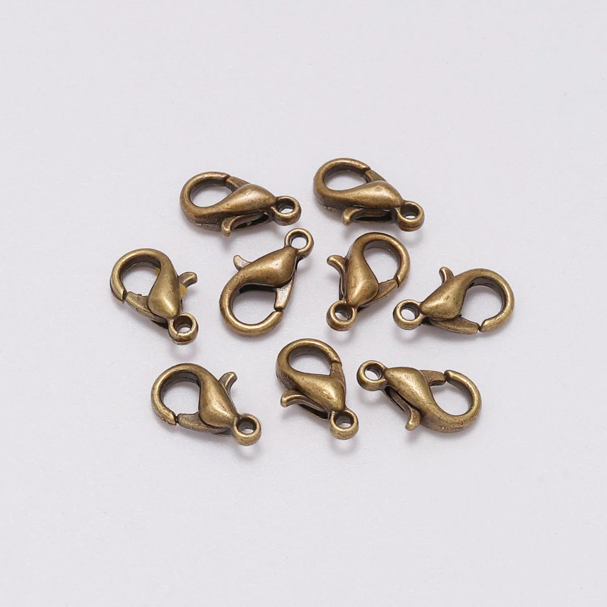 Antique bronze 50 шт./лот, 10*5 мм, фурнитура для ювелирных изделий, застежка-карабин, крючки, серебро, золото, черный разъем для ожерелья, браслет цепь, изготовление ювелирных изделий - Цвет: Antique bronze