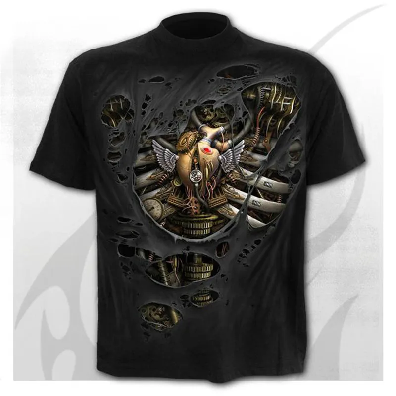 

Devil Skull 3D Printing T-Shirt Fashion Terrorist Streetwear Black And White Main Color Summer Loose Oversized O-Neck Clothing