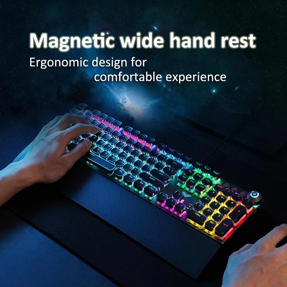 

AULA Gaming Mechanical Keyboard Retro Square Glowing Keycaps Backlit USB Wired 104 Anti-ghosting Gaming Keyboard for PC laptop