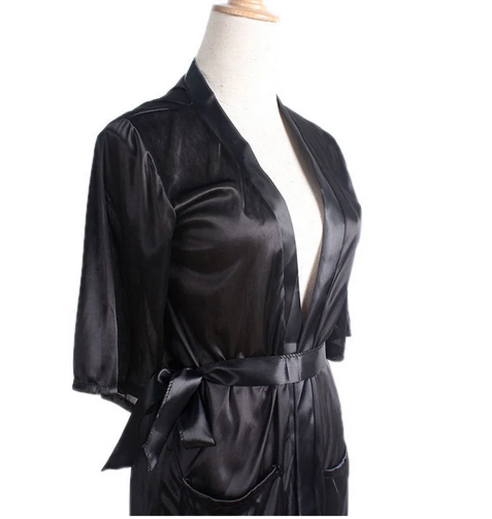 Популярная Женская Роскошная ночная рубашка атласное кимоно одежда для сна