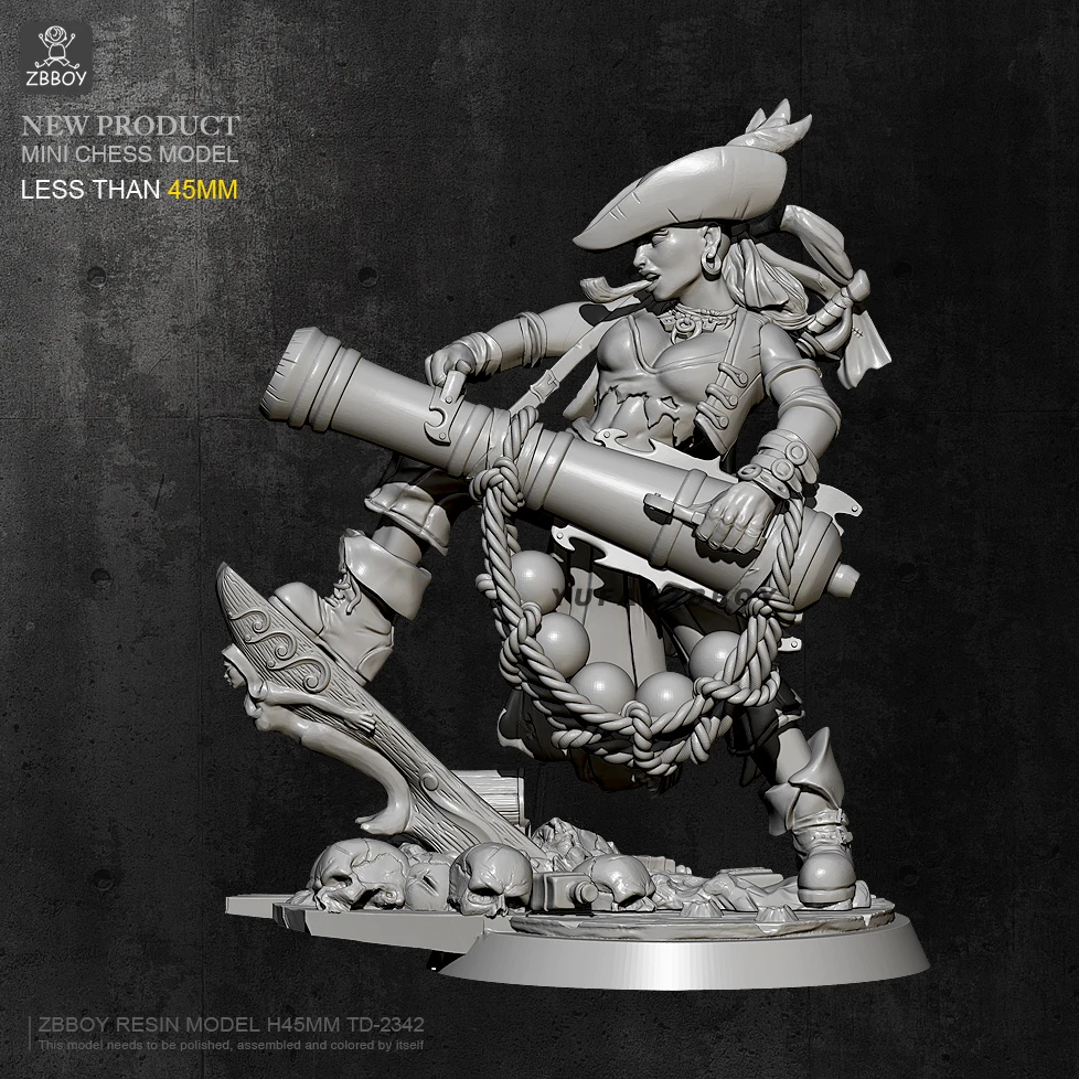 

45mm Resin model kits Female gunner figure self-assembled TD-2342