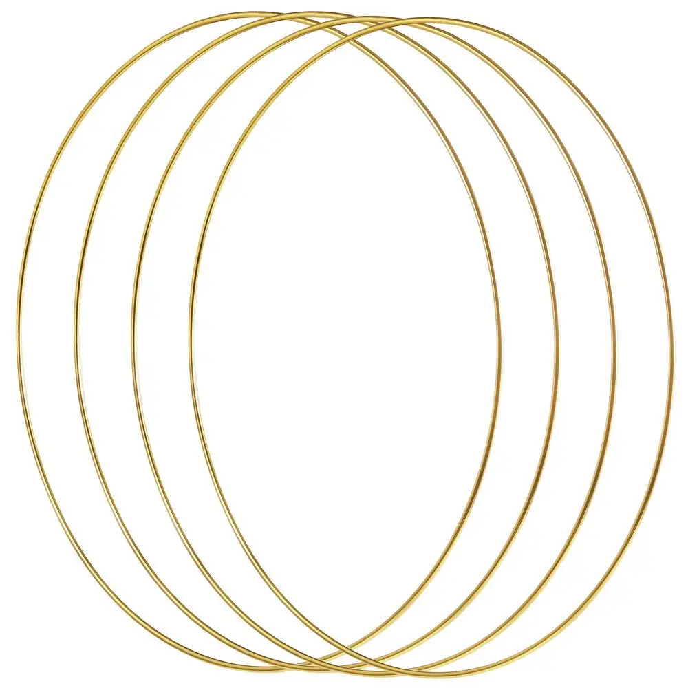 

4 Pack 12 Inch Large Metal Floral Hoop Wreath Gold Hoop Rings for Making Wreath Decor and DIY Dream Catcher Wall Hanging Crafts