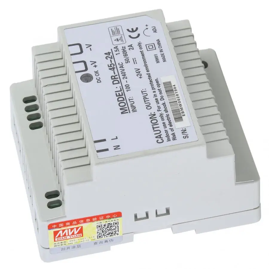 Источник питания DR-45-24 45 Вт с одним выходом 24 в Din-Rail импульсный источник