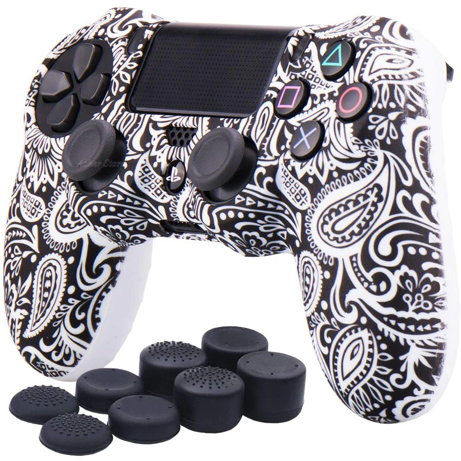 PS4/Slim/Pro Controller Silicone Cover Waterproof Printing Flowers Skin for Sony Playstation 4 PS 4 Dualshock 4 Accessories