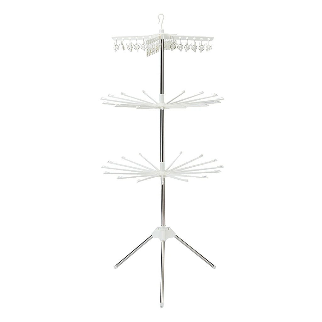 

3 Tiers Foldable Drying Rack Stainless Steel Towel Rack Baby Clothes Rack Balcony Hanger Assembly Structures Clothes Rack
