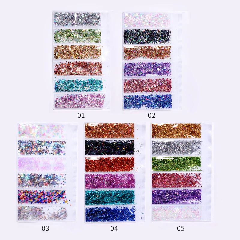 

1 Bag Butterfly Star Nail Sequins Flakes Mix Butterfly Geometric Nail Glitter Dust Nail Art Decorations
