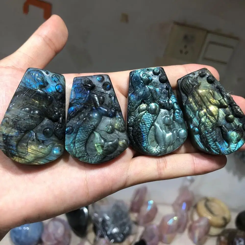 Мигающая Милая натуральный камень лабрадорит ручной работы резная белка