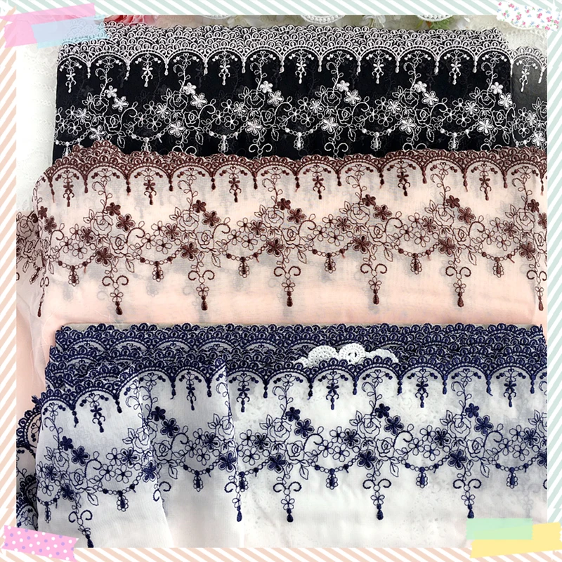 14Yds с вышивкой из сетчатой ткани кружевной отделкой оранжевый розовый белый