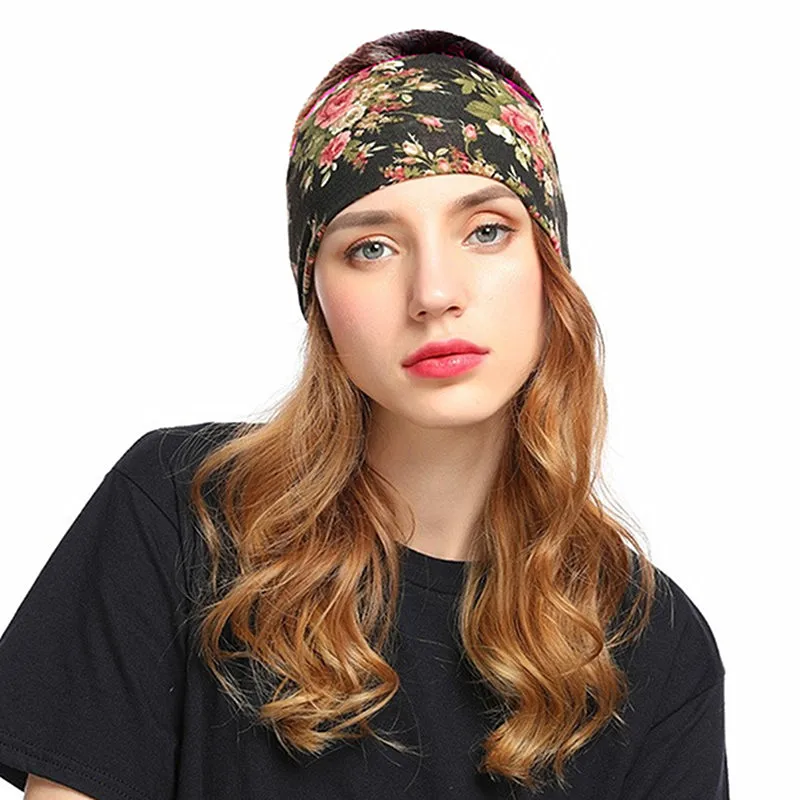 Boho Однотонные эластичные широкие повязки на голову для женщин и девочек