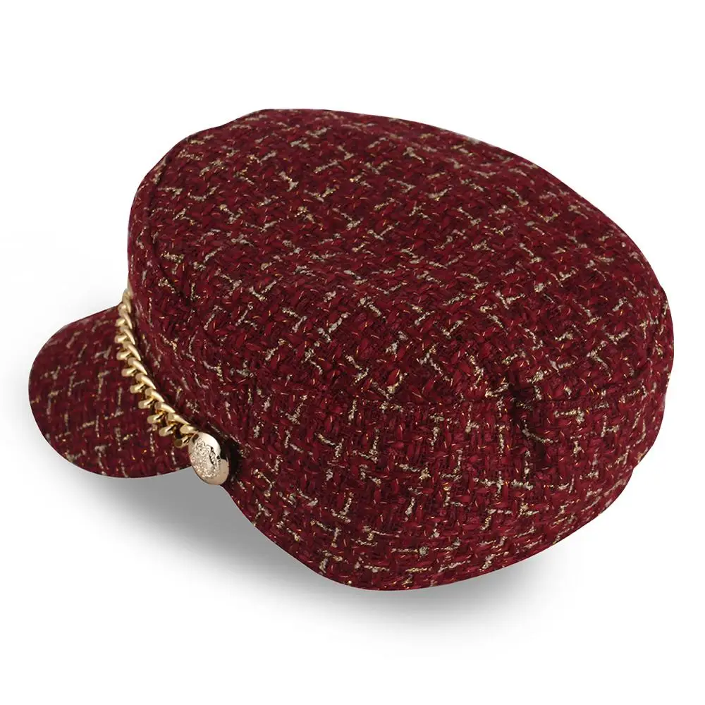 Fashion Octagonal Navy Cap Red Winter Military Hat Autumn Woolen Sailor for Women Flat Top Female Travel Cadet Captain Caps | Аксессуары